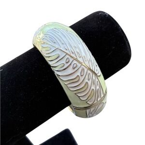 Sequin by Nordstrom Elegant Green & Gold Open Cuff Palm Leaf Bangle Bracelet